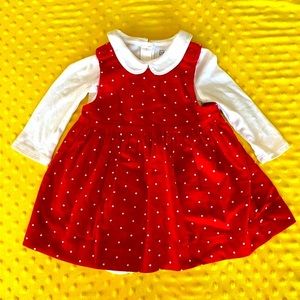 NWT Baby Gap Red Polka Dot Corduroy Dress Set